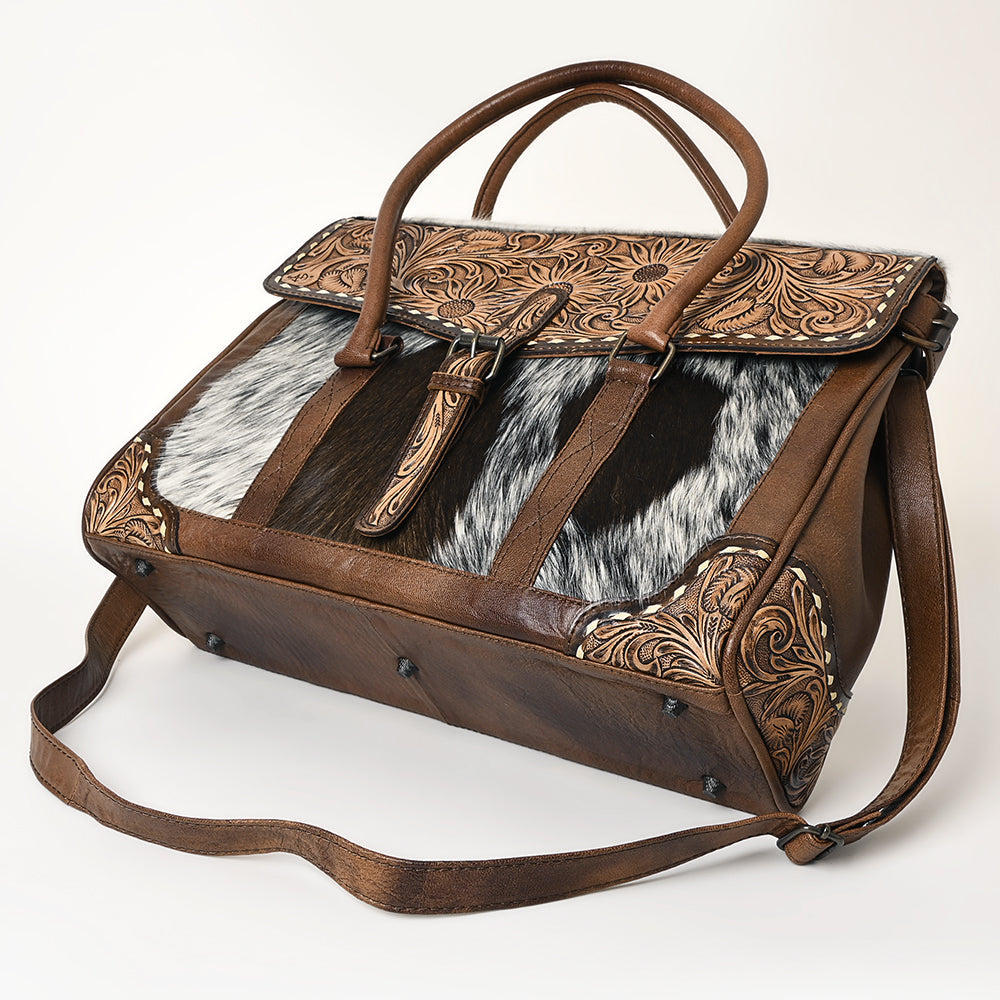 American Darling ADBG1397 Cross Body Hand Tooled Hair On Genuine Leather women bag western handbag purse