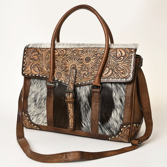 American Darling ADBG1397 Cross Body Hand Tooled Hair On Genuine Leather women bag western handbag purse
