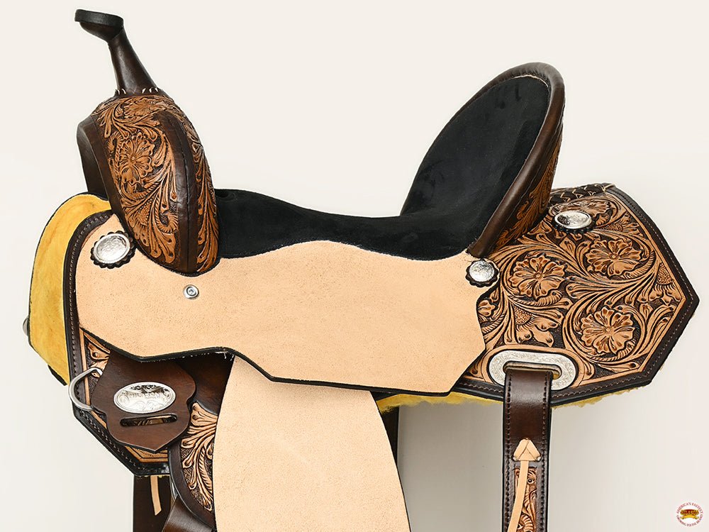 HILASON Western Horse Saddle American Leather Trail Barrel Brown