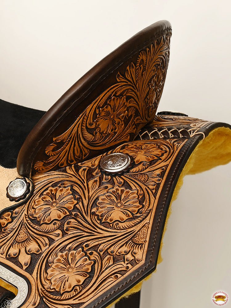 HILASON Western Horse Saddle American Leather Trail Barrel Brown