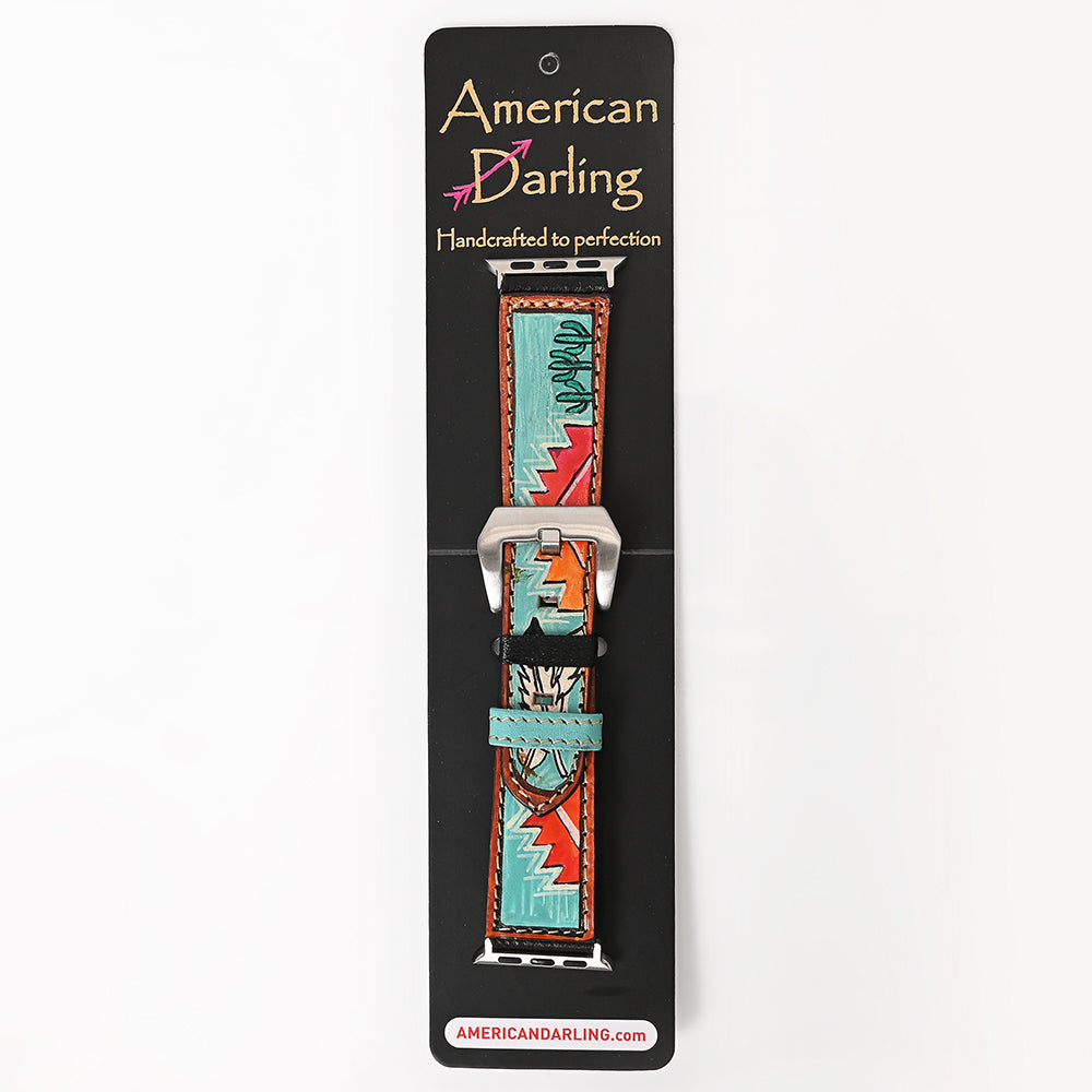 American Darling I watch Strap Genuine Leather With Beautiful Cactus Hand Painted Smart Watch Strap