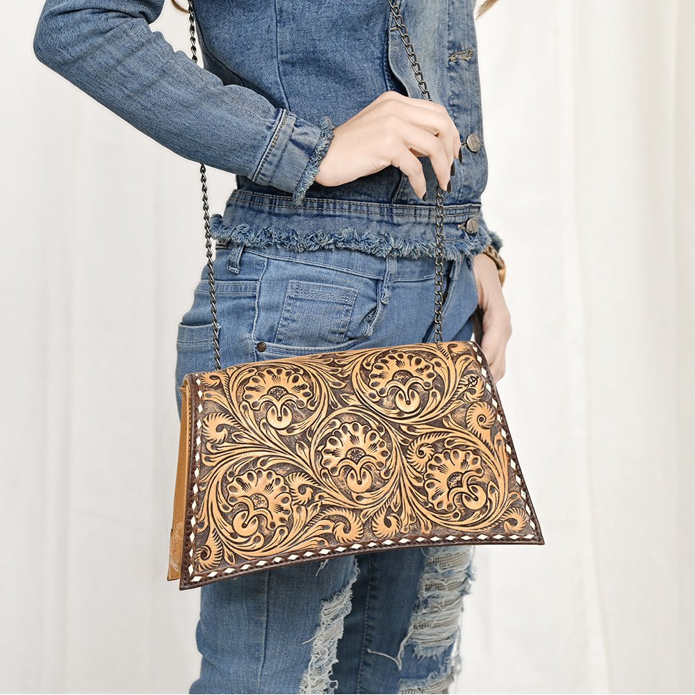 American Darling Adbgz823 Small Crossbody Hand Tooled Genuine Leather Women Bag Western Handbag Purse