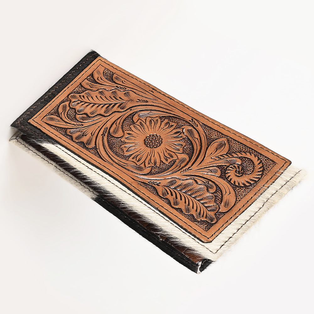 OHLAY WALLET Hand Tooled Hair-on Genuine Leather women bag western handbag purse