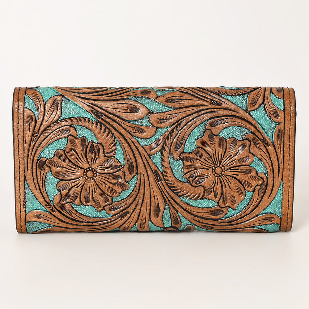 OHLAY WALLET Hand Tooled  Genuine Leather women bag western handbag purse