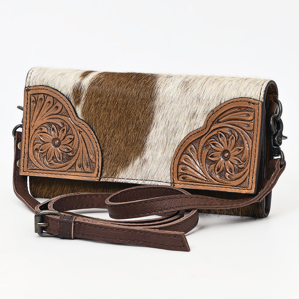 OHLAY WALLET Hand Tooled Hair-on Genuine Leather women bag western handbag purse