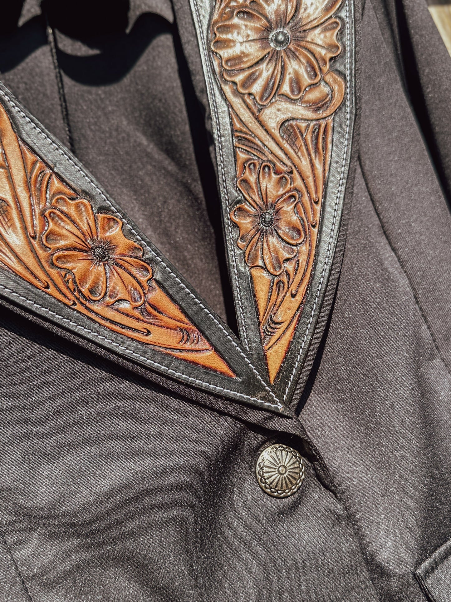 Black Hand Tooled Lapel Blazer