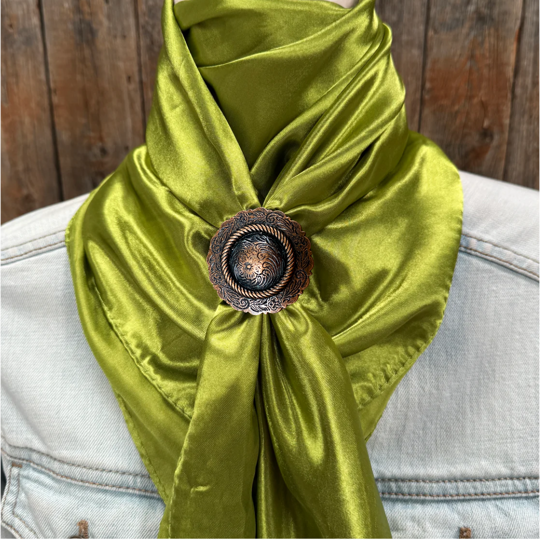 35X35" Solid Light Green Wild Rag / Scarf WRS22 - Western Concho Wild Rag Slides - Assorted