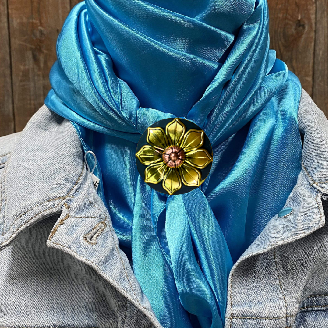 35X35" Solid Aqua Wild Rag / Scarf WRS8 - Western Concho Wild Rag Slides - Assorted