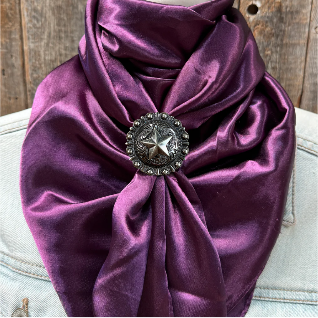 35X35" Solid Plum Wild Rag / Scarf WRS21 - Western Concho Wild Rag Slides - Assorted