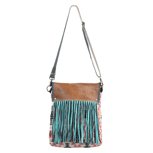 OHLAY OHV382 Cross Body Upcycled Wool Upcycled Canvas Hair-On Genuine Leather women bag western handbag purse