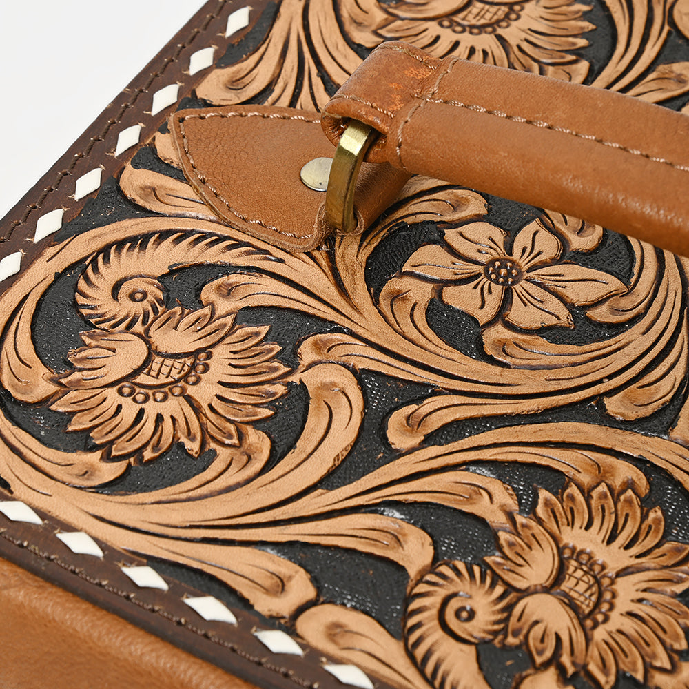 American Darling Jewelry Case Hand Tooled Hair On Genuine Leather Women Bag Western Handbag Purse |