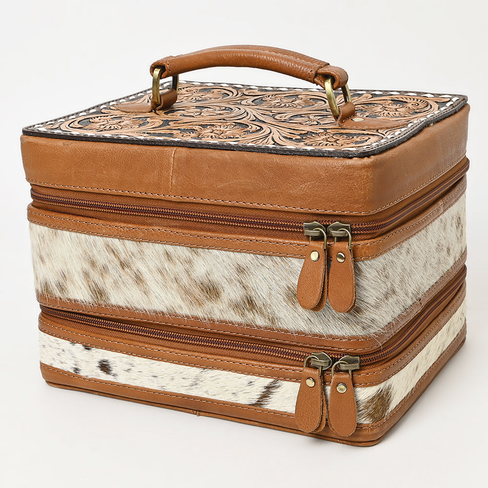American Darling Adbga454D Jewelry Case Hand Tooled Hair-On Genuine Leather Women Bag Western Handbag Purse