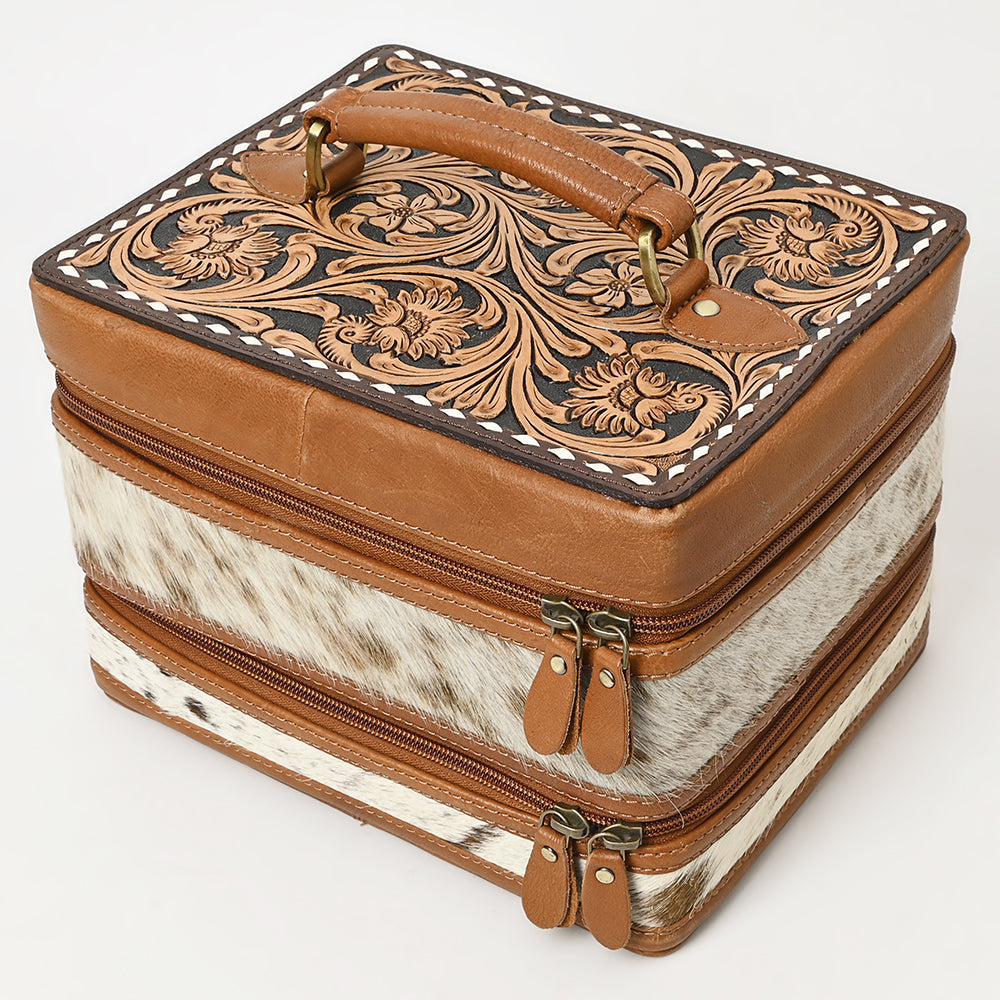 American Darling Adbga454D Jewelry Case Hand Tooled Hair-On Genuine Leather Women Bag Western Handbag Purse