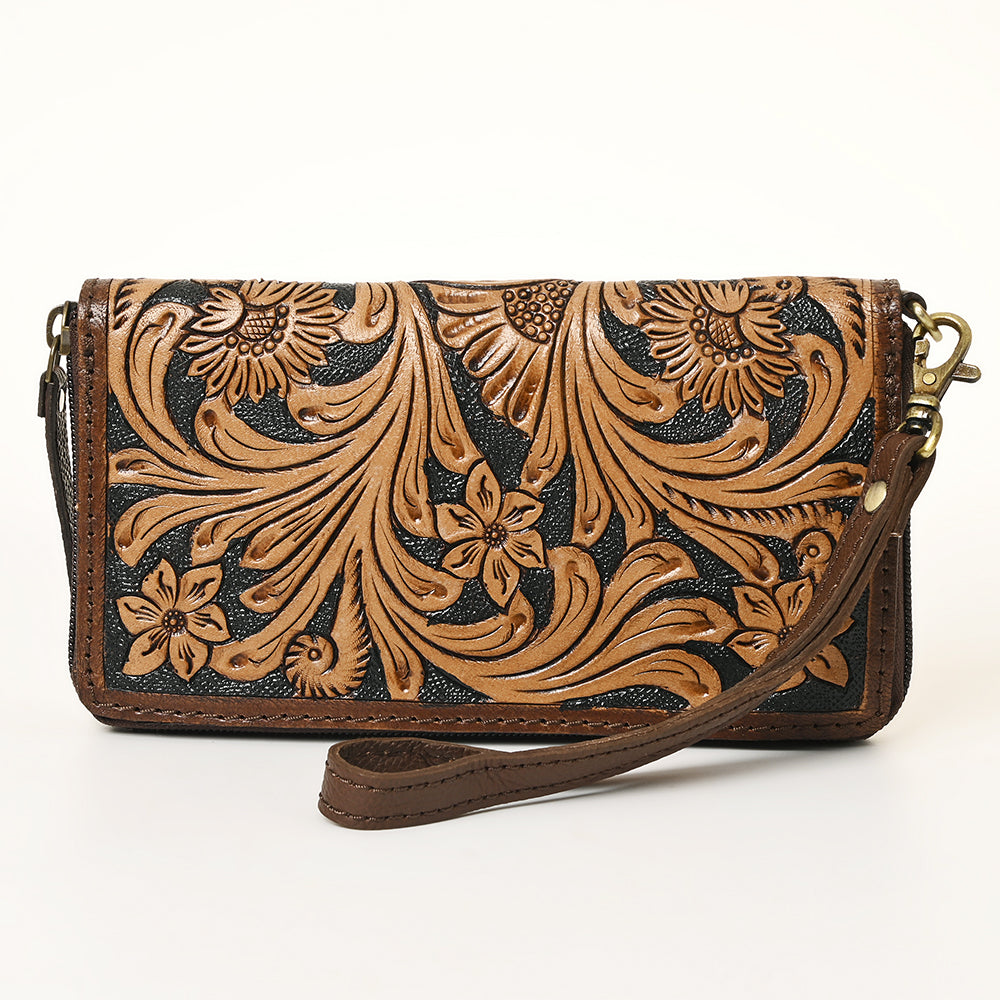 Ohlay Bags OHA129B Clutch Hand Tooled Genuine Leather Women Bag Western Handbag Purse
