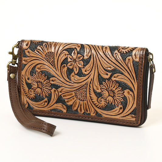 Ohlay Bags OHA129B Clutch Hand Tooled Genuine Leather Women Bag Western Handbag Purse