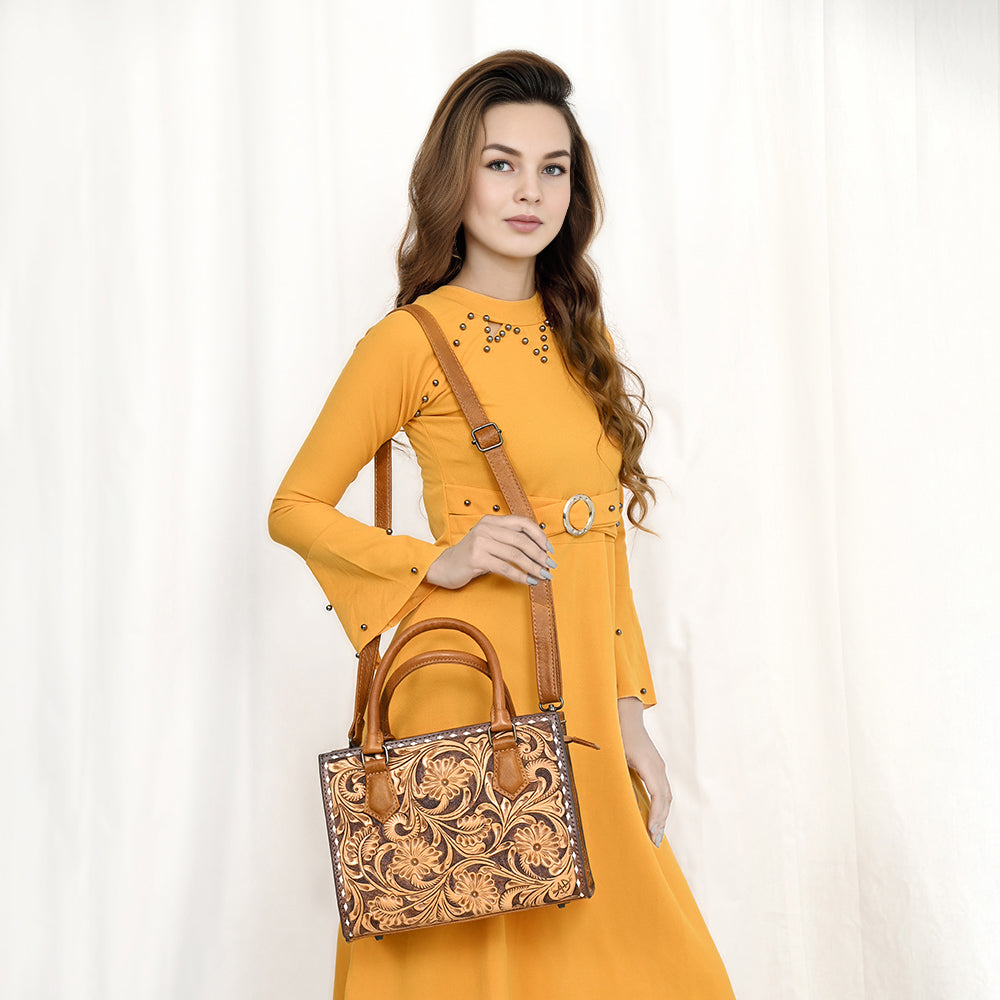 American Darling ADBG1453 Cross Body Hand Tooled Genuine Leather women bag western handbag purse