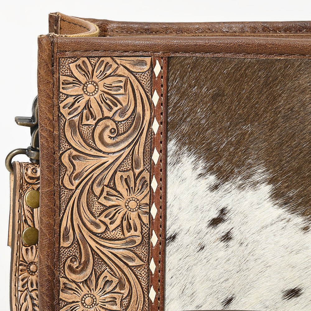 American Darling ADBG1460 Cross Body Hand Tooled Hair On Genuine Leather women bag western handbag purse