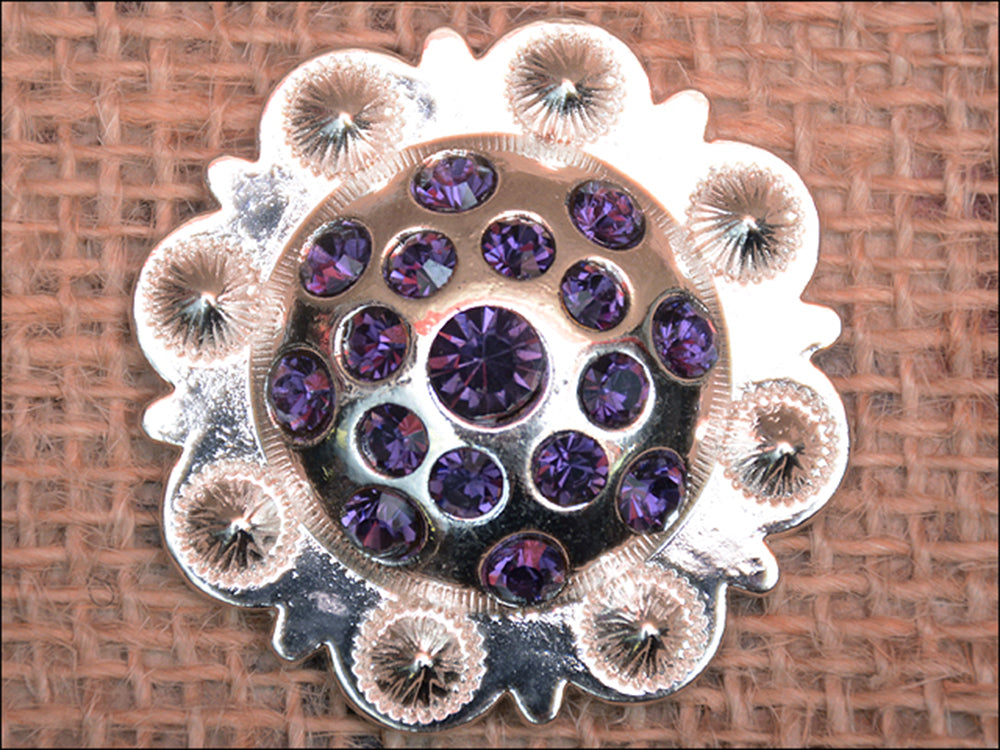 1.5 Inch HILASON Western Screw Back Purple Crystals Berry Concho Saddle & Tack