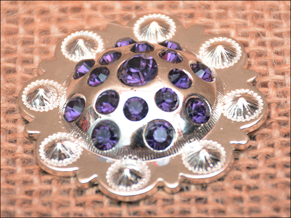 1.5 Inch HILASON Western Screw Back Purple Crystals Berry Concho Saddle & Tack