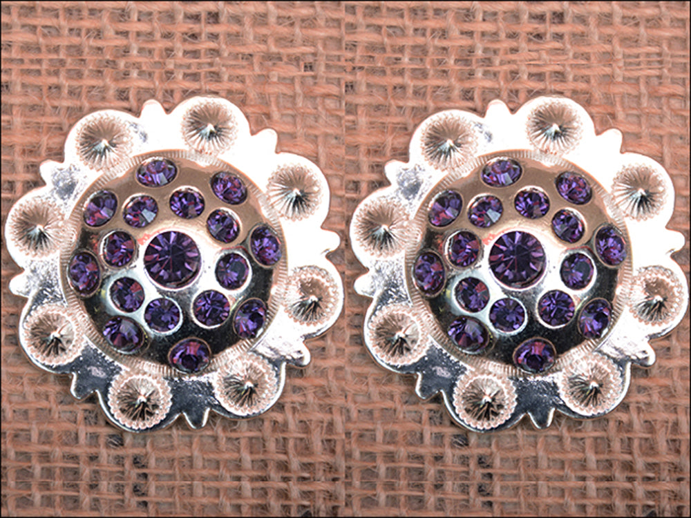 1.5 Inch HILASON Western Screw Back Purple Crystals Berry Concho Saddle & Tack