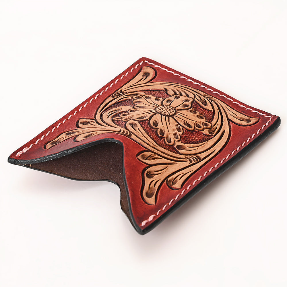 American Darling Floral Women & Men Hand Carved Genuine Leather Card Holder