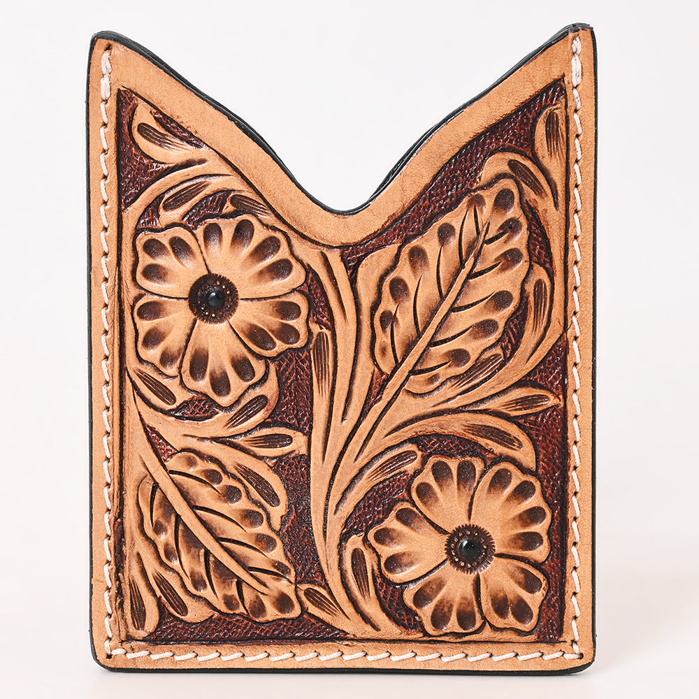 American Darling Floral Women & Men Hand Carved Genuine Leather Card Holder