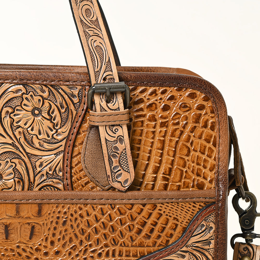 American Darling ADBG1183 Hand Tooled Crocodile Embossed Genuine Leather Women Bag Western Handbag Purse
