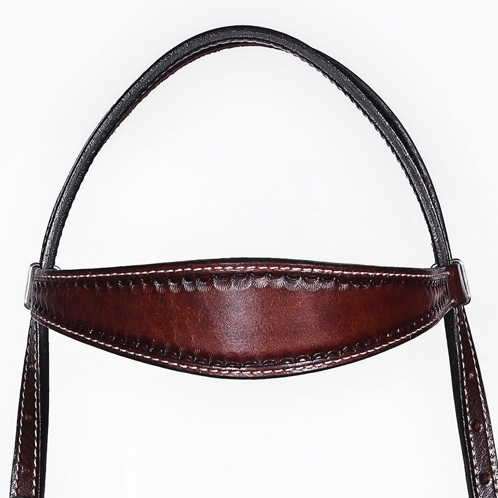 Bar H Equine Western Genuine Leather Horse Tack Set Dark Brown