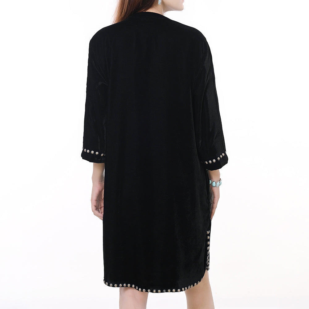 American Darling ADDR006 100% Cotton Denim Women Shirt Jacket Dress Ladies Girl Top Black