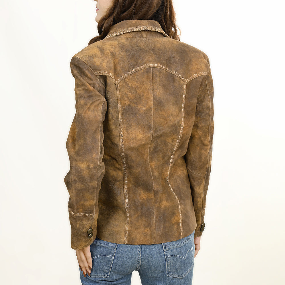 ADJKTLTR03 Genuine Vintage leather Women shirt jacket dress ladies girl