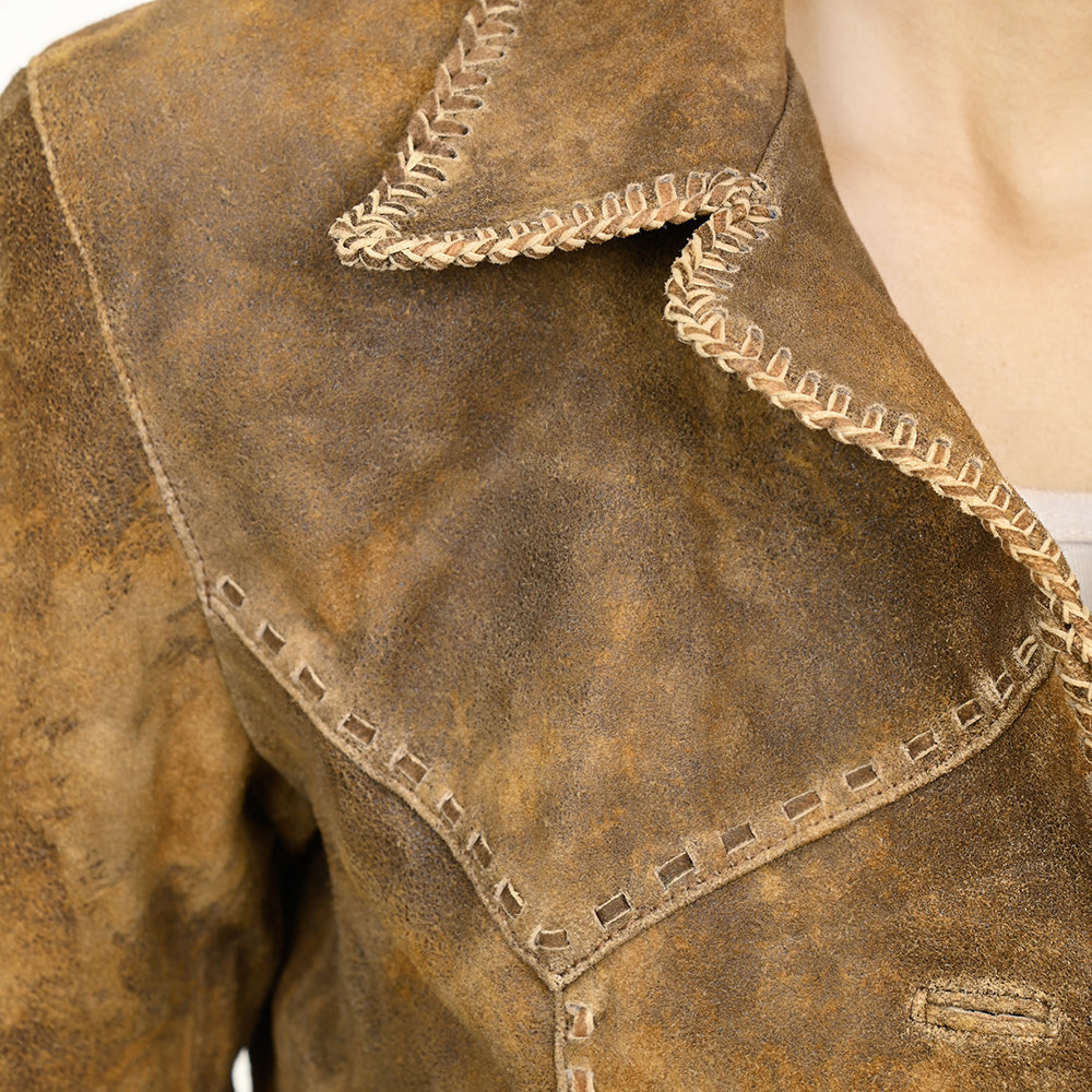 ADJKTLTR03 Genuine Vintage leather Women shirt jacket dress ladies girl