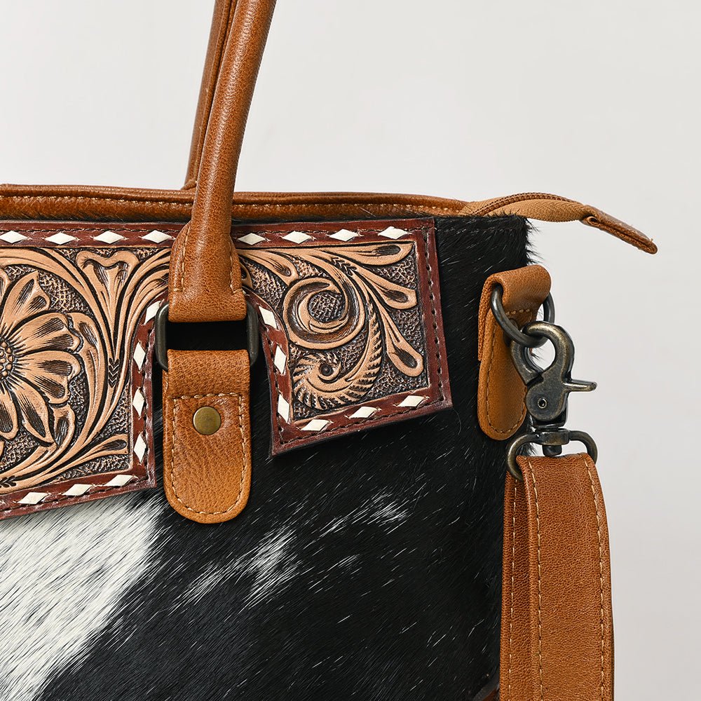 American Darling Adbg1467 Tote Hand Tooled Hair-On Genuine Leather Women Bag Western Handbag Purse