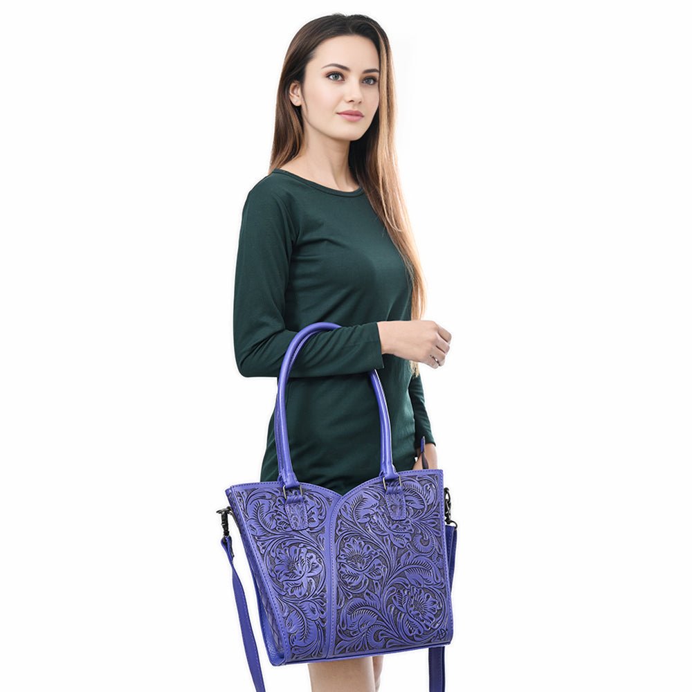 Tote Hand Tooled Genuine Leather women bag western handbag purse