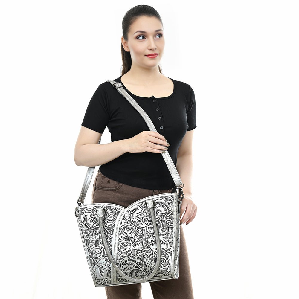 Tote Hand Tooled Genuine Leather women bag western handbag purse