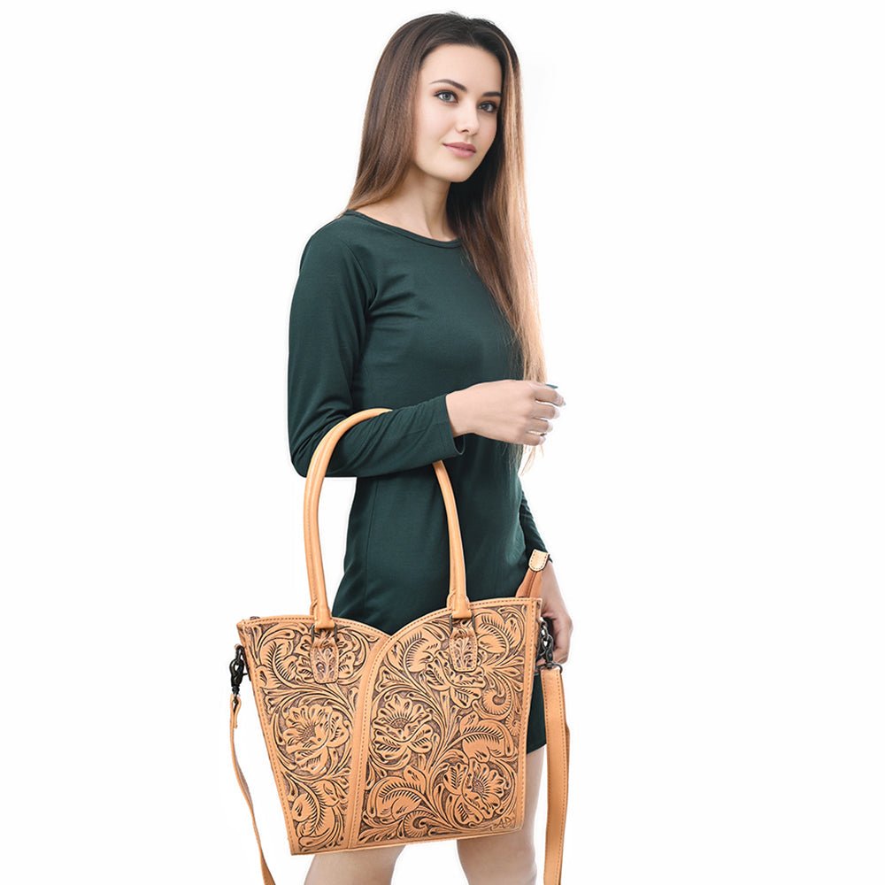 Tote Hand Tooled Genuine Leather women bag western handbag purse
