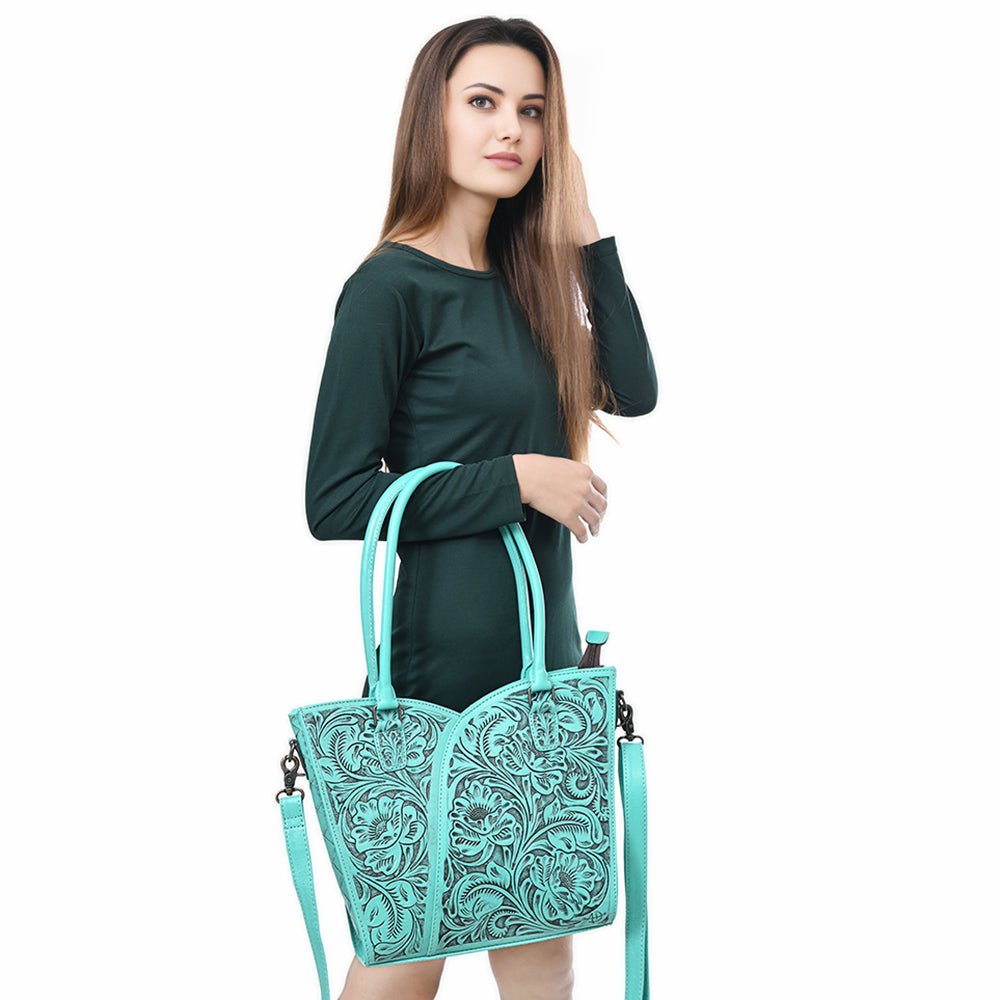 Tote Hand Tooled Genuine Leather women bag western handbag purse