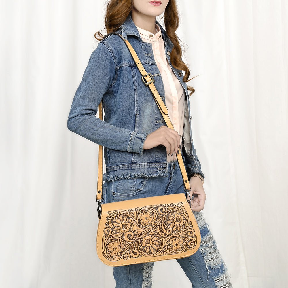 American Darling Adbgz845A Cross Body I Hand Tooled Genuine Leather Women Bag Western Handbag Purse