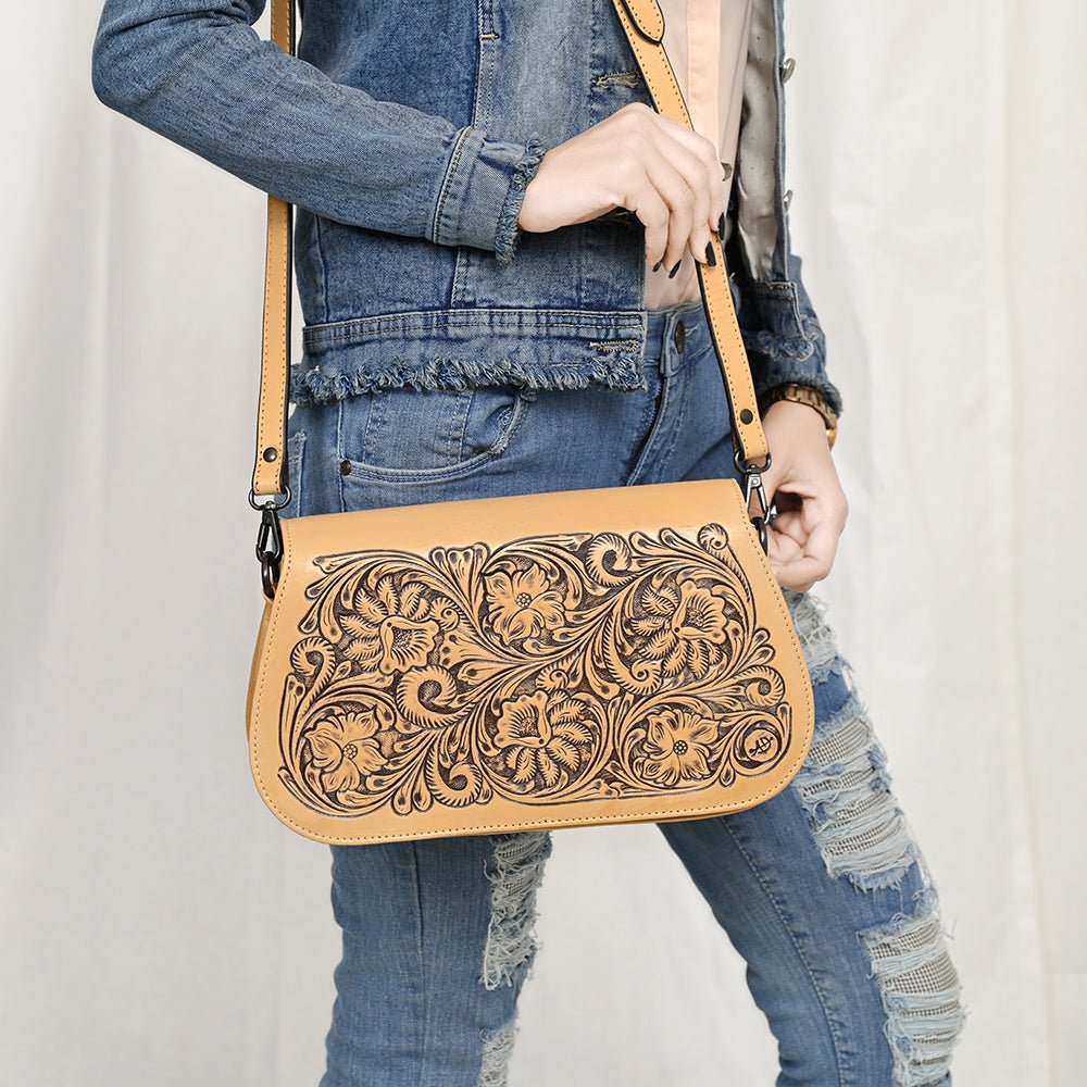 American Darling Adbgz845A Cross Body I Hand Tooled Genuine Leather Women Bag Western Handbag Purse