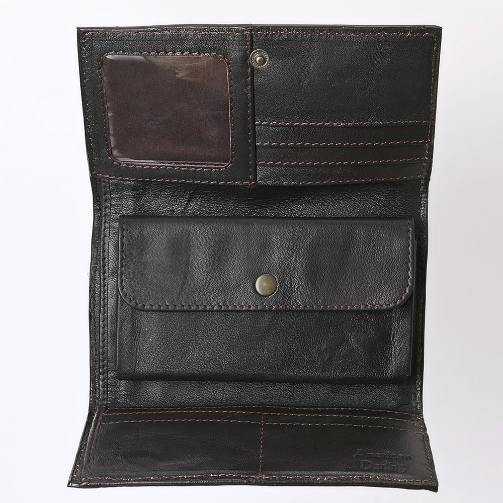 American Darling Adbgz848A Wallet Hand Tooled Hair-On Genuine Leather Women Bag Western Handbag Purse