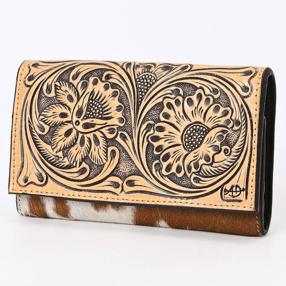 American Darling Adbgz848A Wallet Hand Tooled Hair-On Genuine Leather Women Bag Western Handbag Purse