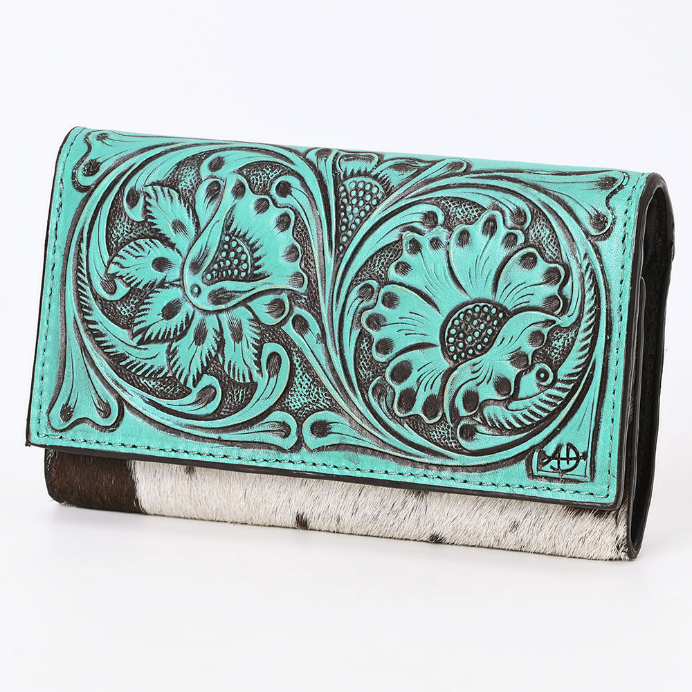 American Darling Adbgz848B Wallet Hand Tooled Hair-On Genuine Leather Women Bag Western Handbag Purse