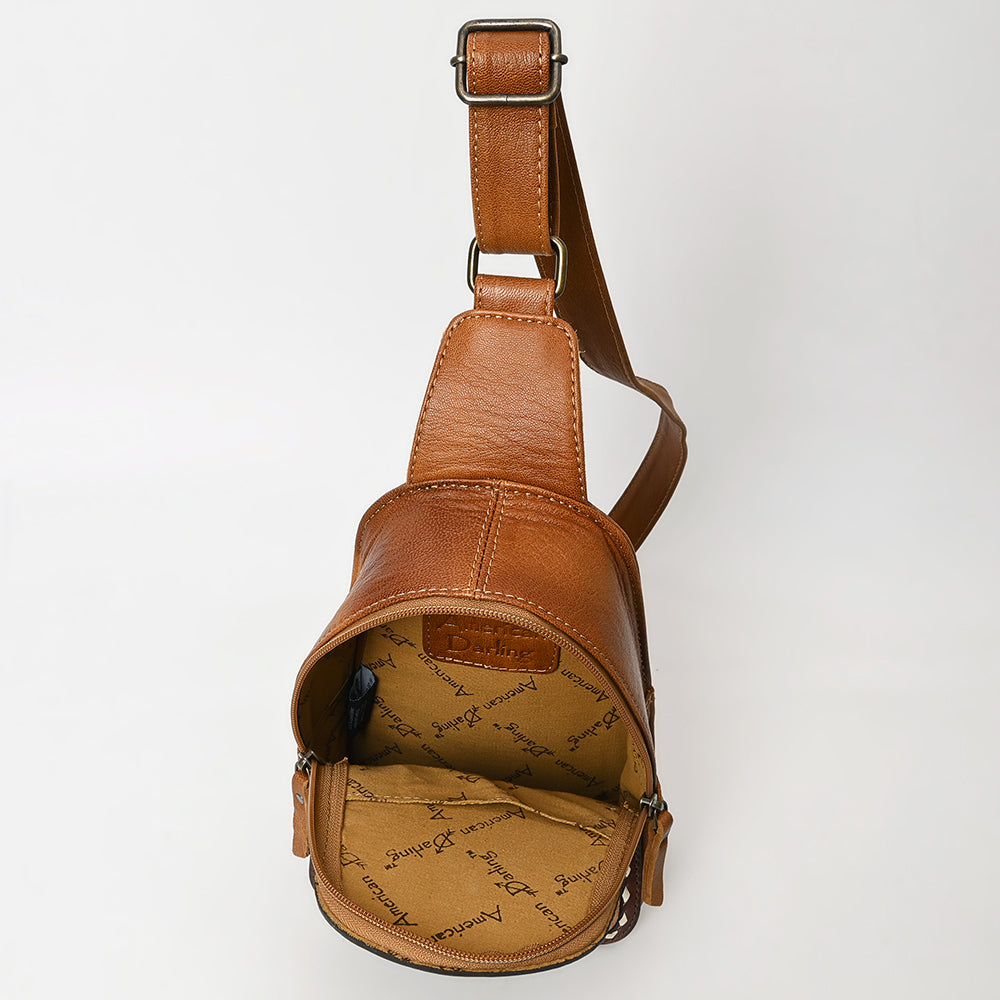 American Darling Sling Hand Tooled Genuine Leather Women Bag Western Handbag Purse