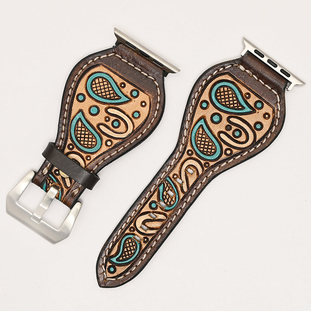 American Darling Beautifully Hand Tooled Genuine American Leather I watch Strap Men and Women Unisex