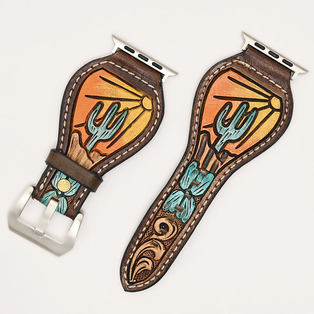 American Darling Beautifully Hand Tooled Genuine American Leather I watch Strap Men and Women Unisex