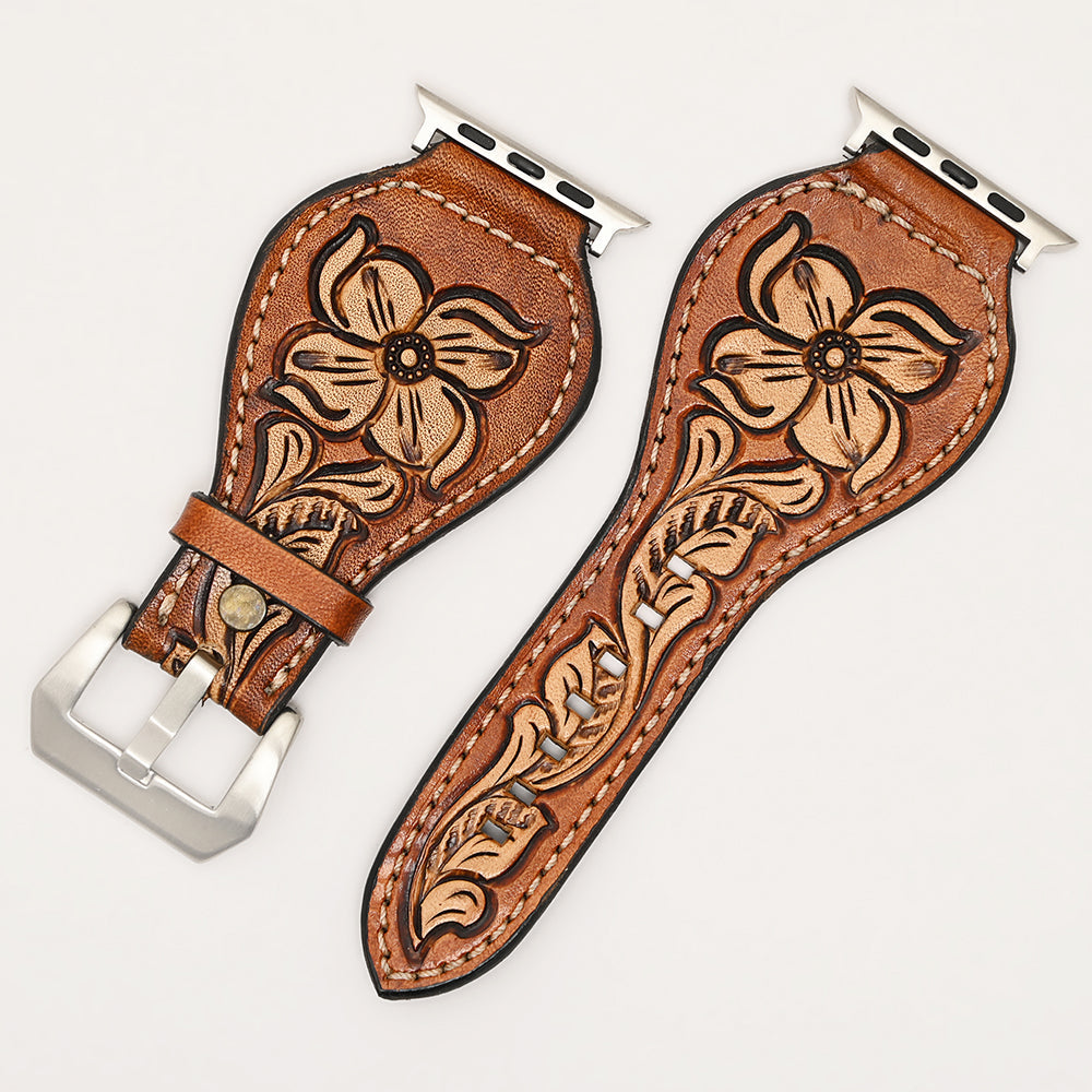American Darling Beautifully Hand Tooled Genuine American Leather I watch Strap Men and Women Unisex