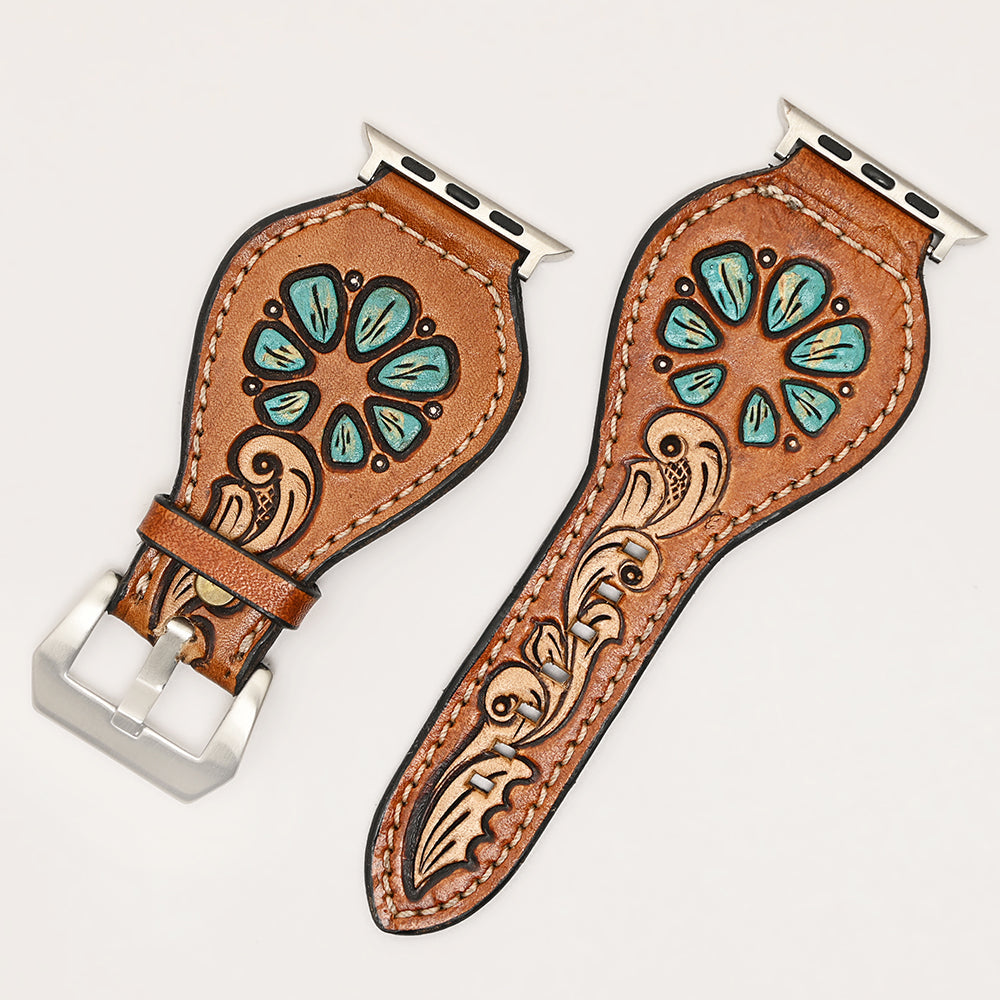American Darling Beautifully Hand Tooled Genuine American Leather I watch Strap Men and Women Unisex