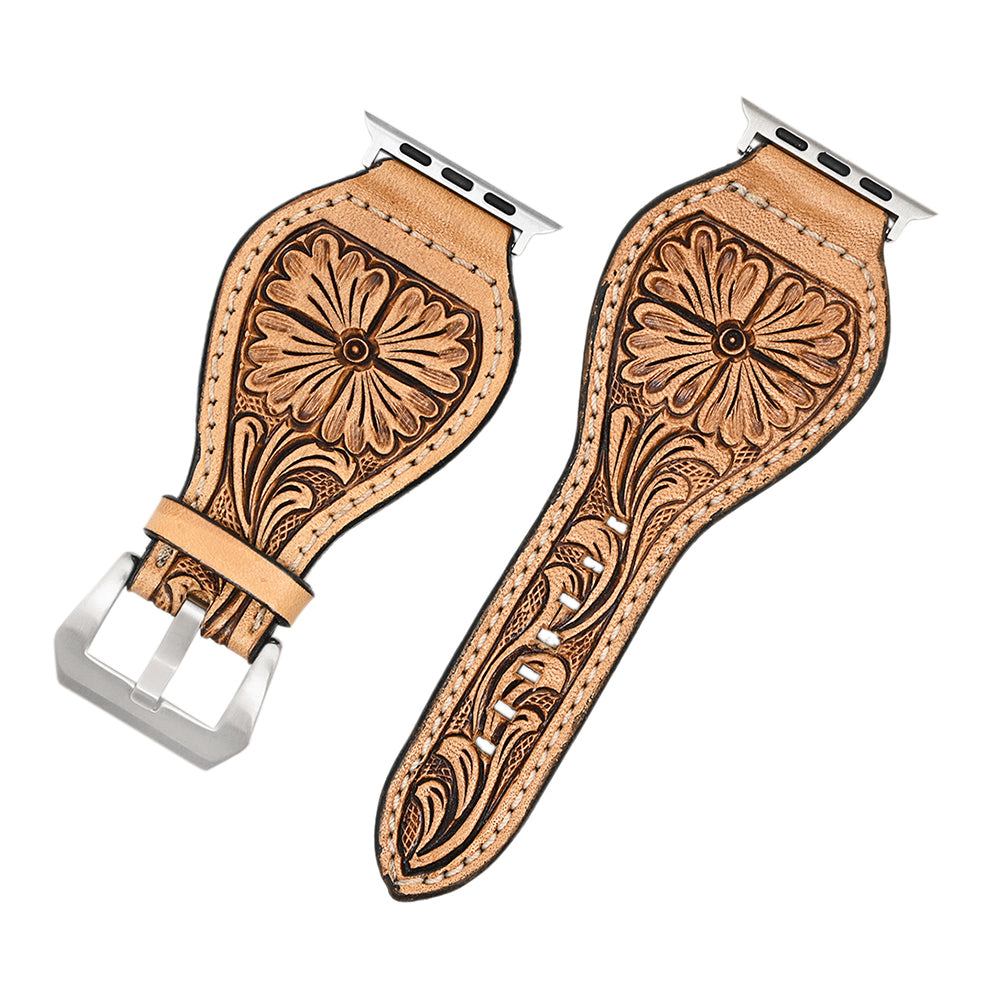 American Darling Beautifully Hand Tooled Genuine American Leather I watch Strap Men and Women Unisex