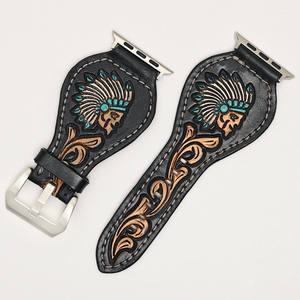 American Darling Beautifully Hand Tooled Genuine American Leather I watch Strap Men and Women Unisex