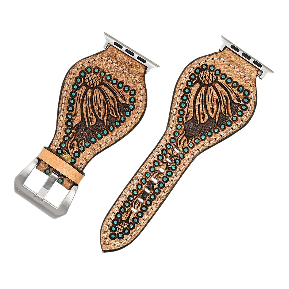 American Darling Beautifully Hand Tooled Genuine American Leather I watch Strap Men and Women Unisex