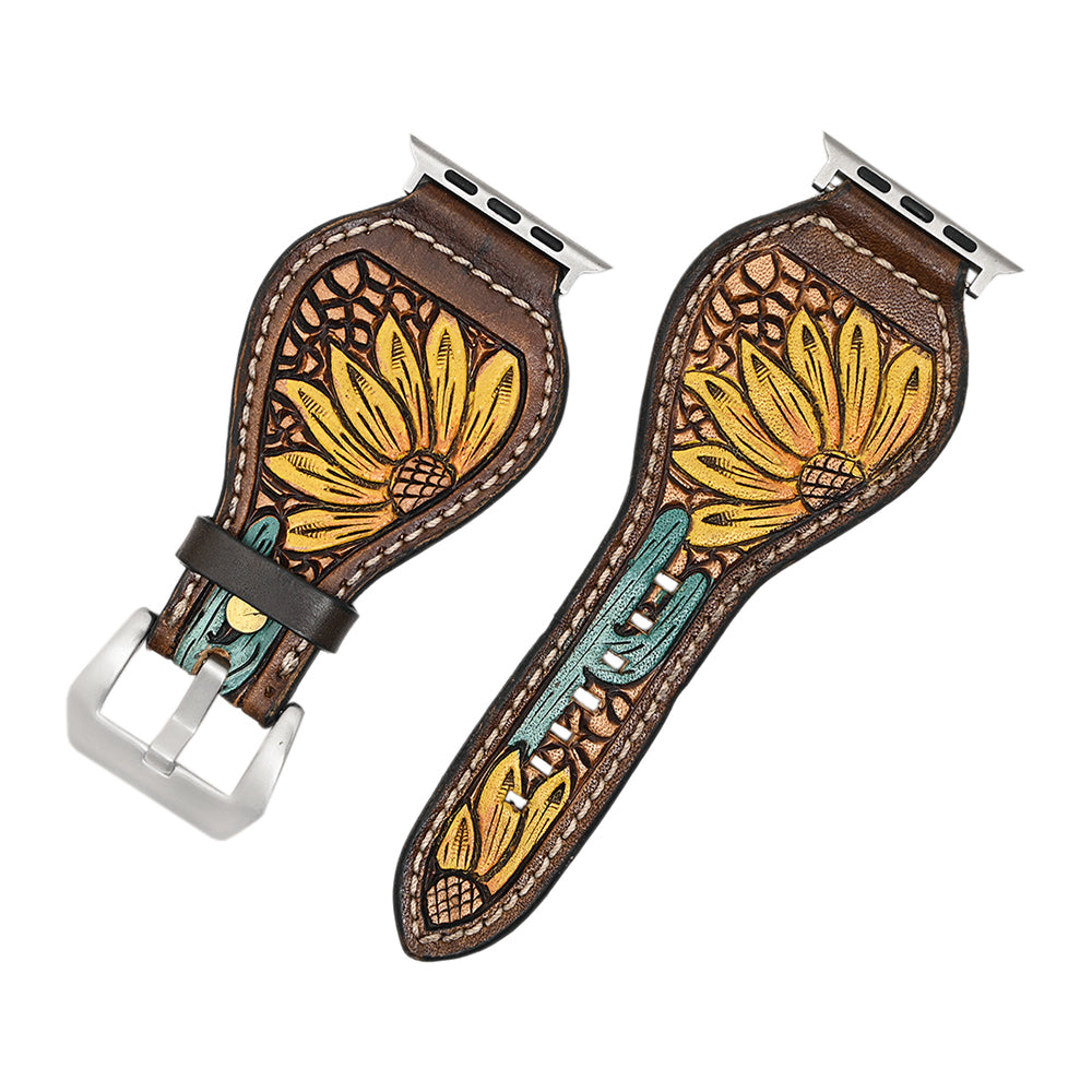 American Darling Beautifully Hand Tooled Genuine American Leather I watch Strap Men and Women Unisex